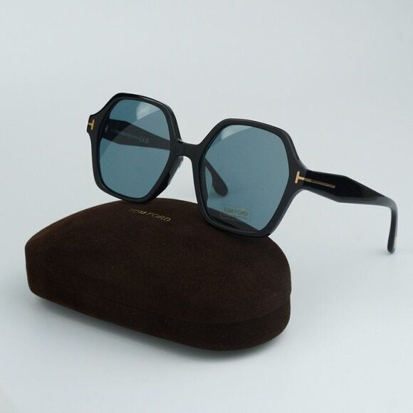 NEW Tom Ford FT1032-F ROMY 01A Black Blue Square Oversized Women Sunglasses - Picture 2 of 11